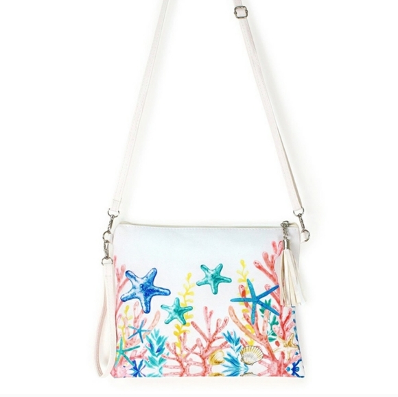 The sea life womens crossbody faux leather adjustable strap tassel bag - Picture 3 of 8